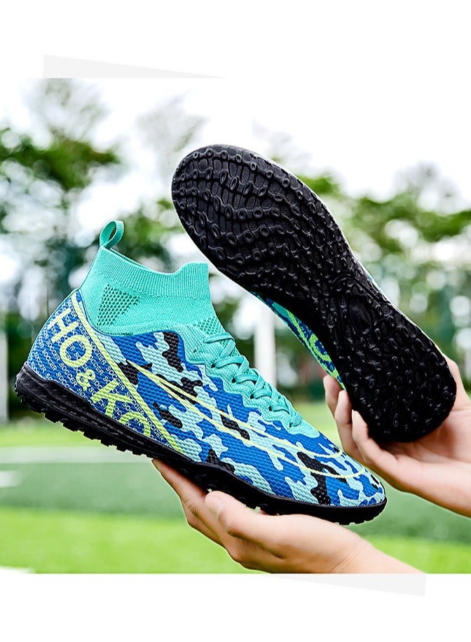 Football Shoes With High Tops, Broken Nails And Long Nails, Men's And Women's Actual Competition Training Shoes, Lace-Up Breathable Grass Sports Shoes, Outdoor Running Shoes