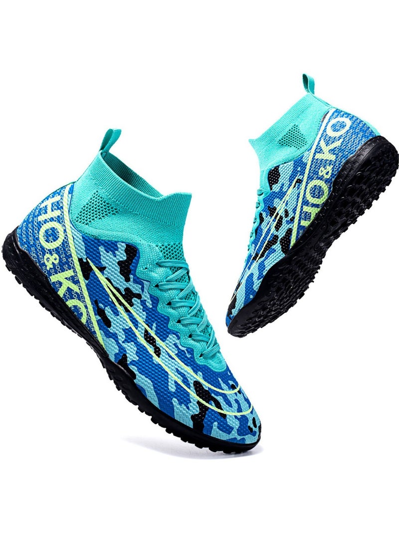 Football Shoes With High Tops, Broken Nails And Long Nails, Men's And Women's Actual Competition Training Shoes, Lace-Up Breathable Grass Sports Shoes, Outdoor Running Shoes