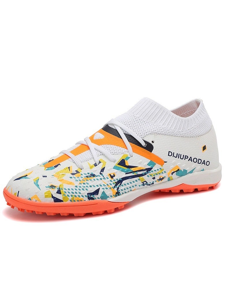 High-Top Seamless Flying Woven Shoes, Professional Grass Training Shoes, Lingdong Shock-Absorbing Breathable Shoes, Long-Spike And Broken-Spike Breathable And Non-Slip Outdoor Shoes For Men And Women,