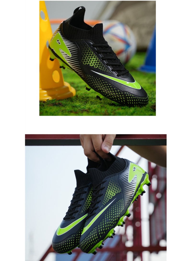 Football Lawn Sneakers, High-top Lace-up Football Shoes, Ball Control Uppers For Men And Women, Breathable And Non-Slip Professional Football Shoes