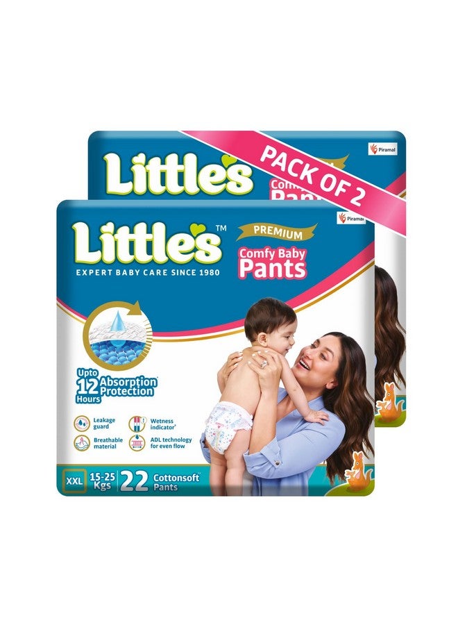 Baby Diapers Xxl Size | Pants Style | 15-25 Kg | 44 Count - Pack Of 2 | Cottonsoft Baby Diaper With Leakage Guard, Wetness Indicator & 12 Hours Absorption