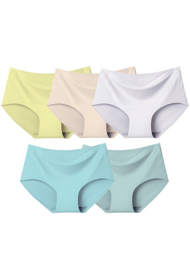 5 Packs Women's Underwear Silk Women Lingerie Seamless Women High Rise Underwear Multicolour/Size Guide: 155/80 (S) - 160/85 (M) -165/90 (L) -170/95 (XL)