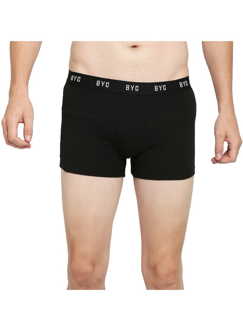 MEN'S COTTON BOXER BRIEF TRUNKS (PACK OF 3) - BLACK