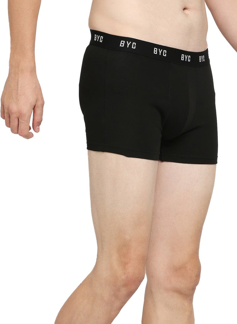 MEN'S COTTON BOXER BRIEF TRUNKS (PACK OF 3) - BLACK
