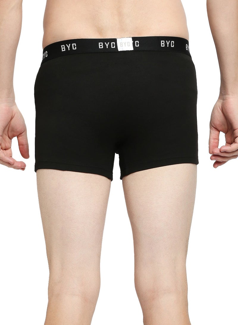 MEN'S COTTON BOXER BRIEF TRUNKS (PACK OF 3) - BLACK