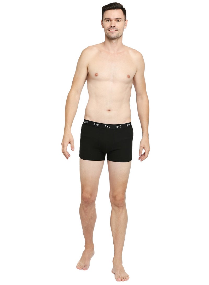 MEN'S COTTON BOXER BRIEF TRUNKS (PACK OF 3) - BLACK