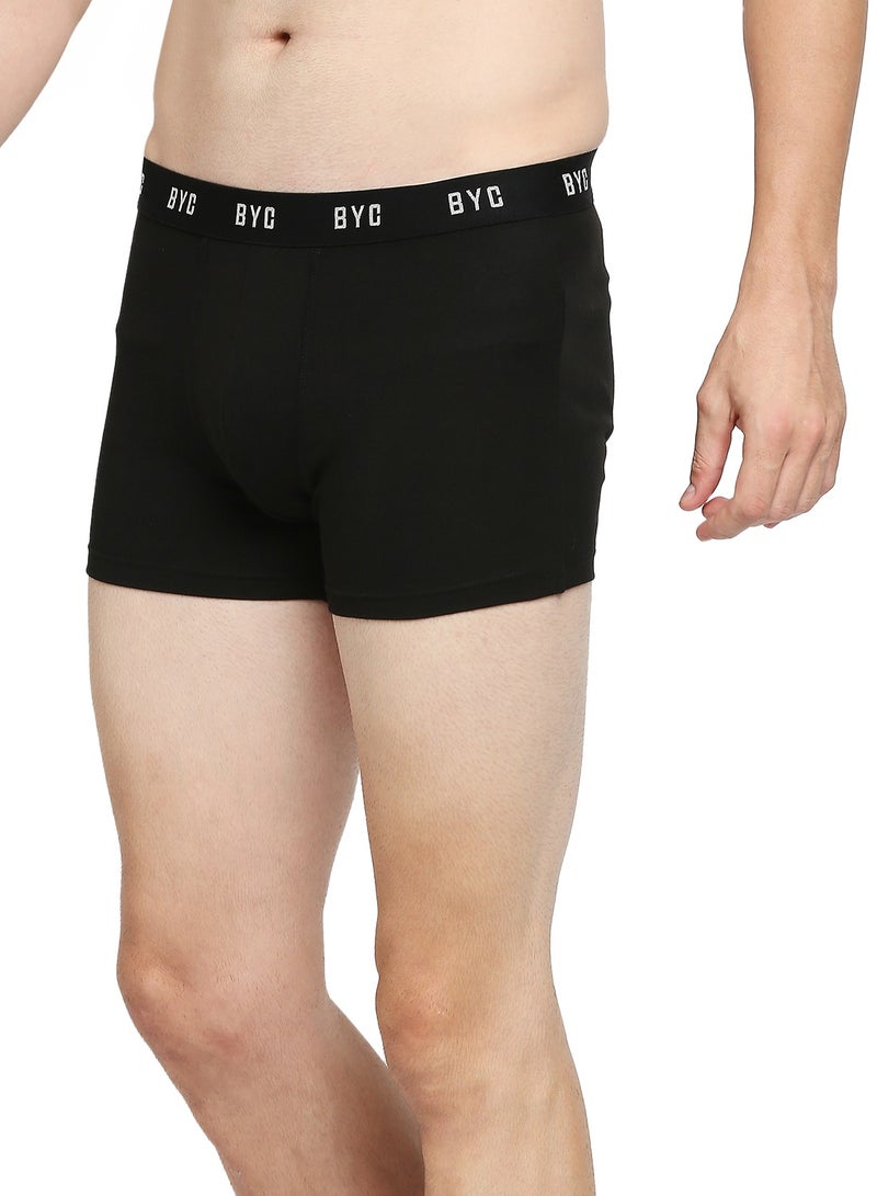 MEN'S COTTON BOXER BRIEF TRUNKS (PACK OF 3) - BLACK