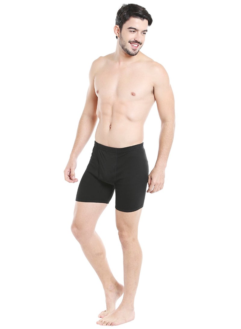 MEN'S COTTON BOXER BRIEF SHORTS (PACK OF 3) - BLACK
