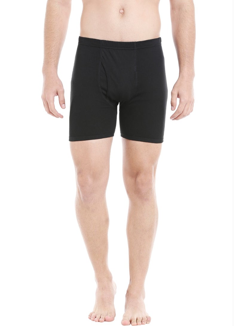 MEN'S COTTON BOXER BRIEF SHORTS (PACK OF 3) - BLACK