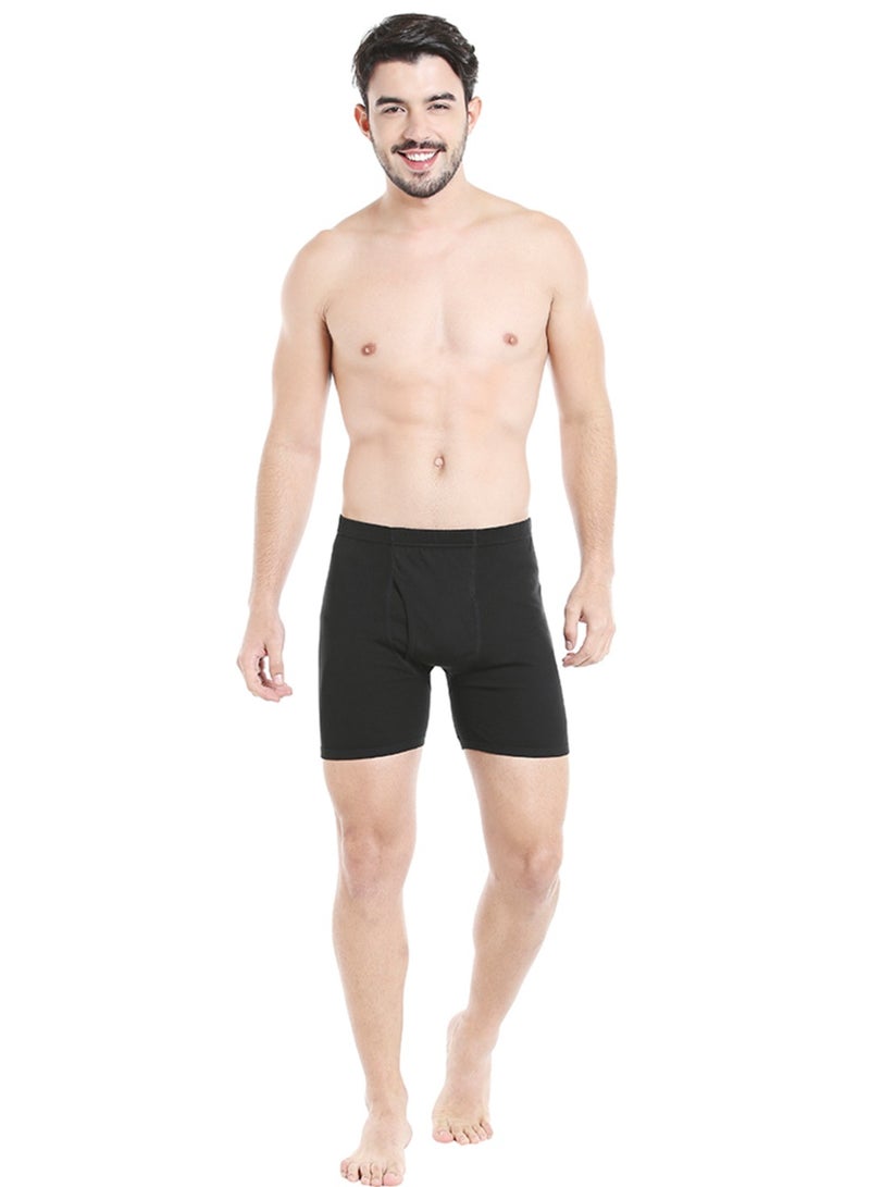 MEN'S COTTON BOXER BRIEF SHORTS (PACK OF 3) - BLACK