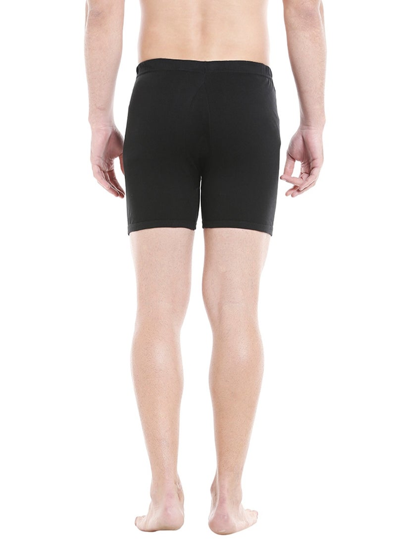 MEN'S COTTON BOXER BRIEF SHORTS (PACK OF 3) - BLACK