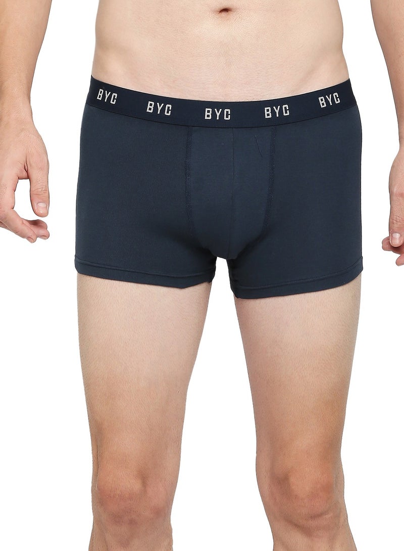 MEN'S COTTON BOXER BRIEF TRUNKS (PACK OF 3) - NAVY BLUE