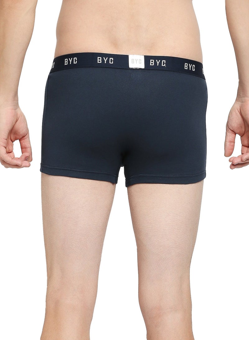 MEN'S COTTON BOXER BRIEF TRUNKS (PACK OF 3) - NAVY BLUE