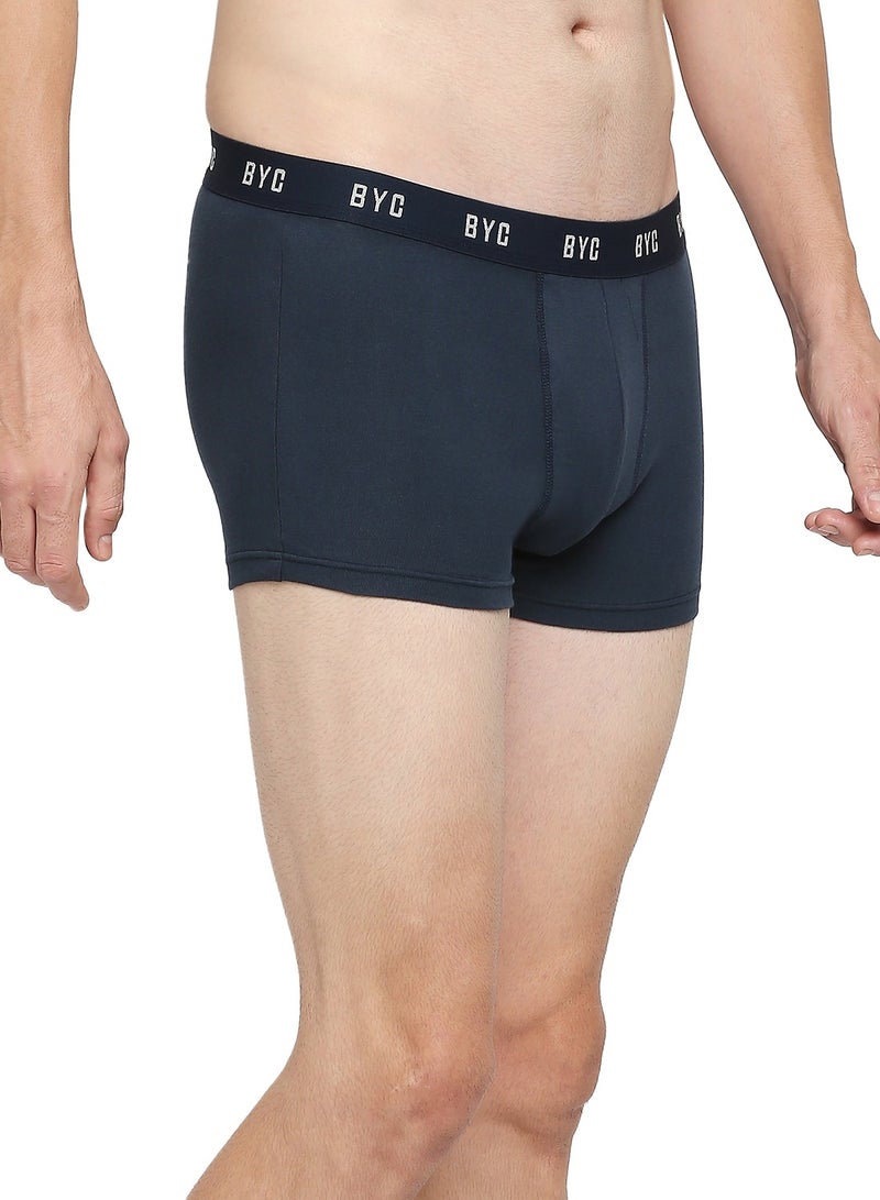 MEN'S COTTON BOXER BRIEF TRUNKS (PACK OF 3) - NAVY BLUE