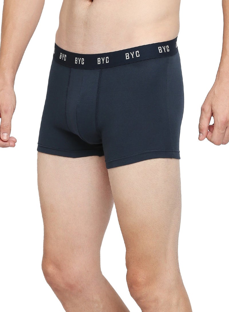 MEN'S COTTON BOXER BRIEF TRUNKS (PACK OF 3) - NAVY BLUE