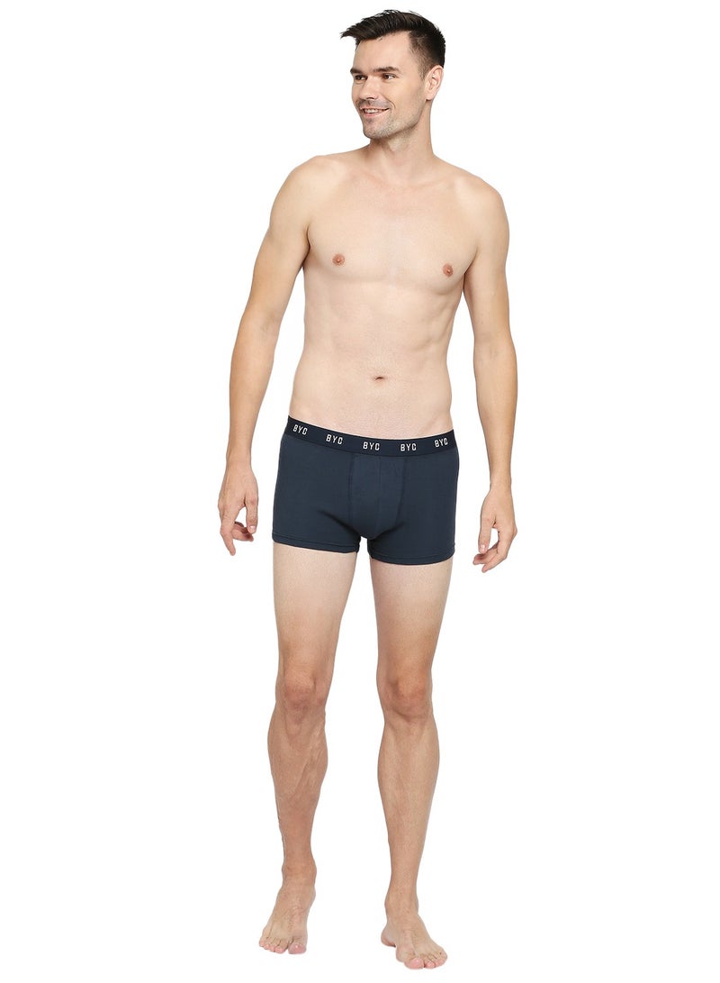 MEN'S COTTON BOXER BRIEF TRUNKS (PACK OF 3) - NAVY BLUE