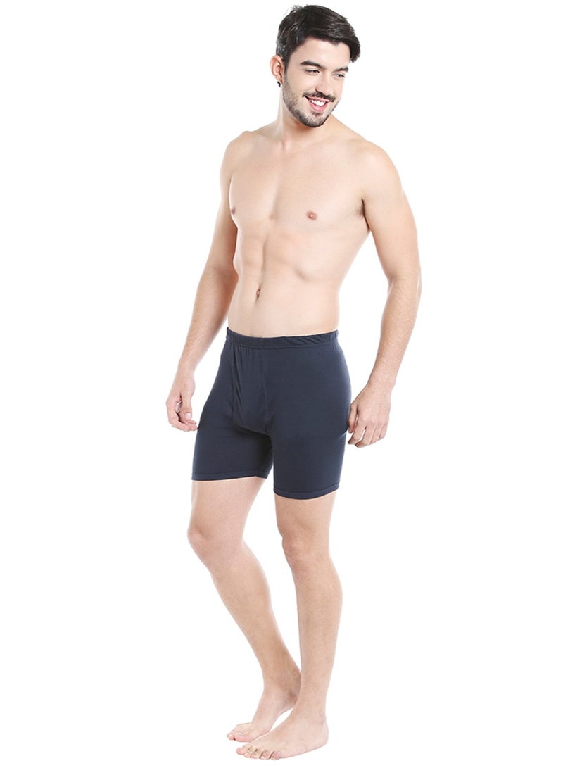 MEN'S COTTON BOXER BRIEF SHORTS (PACK OF 3) - NAVY BLUE