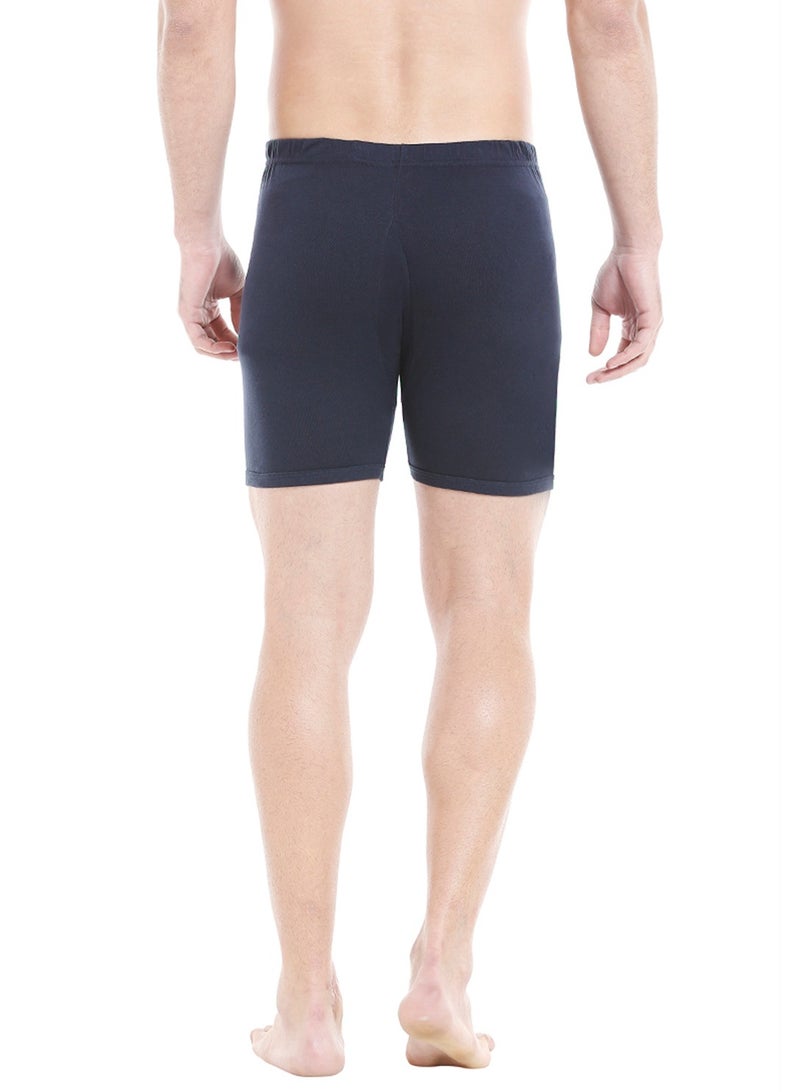 MEN'S COTTON BOXER BRIEF SHORTS (PACK OF 3) - NAVY BLUE