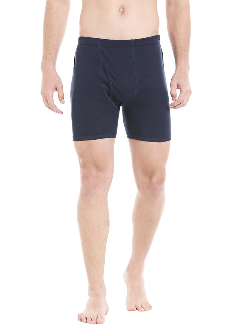 MEN'S COTTON BOXER BRIEF SHORTS (PACK OF 3) - NAVY BLUE