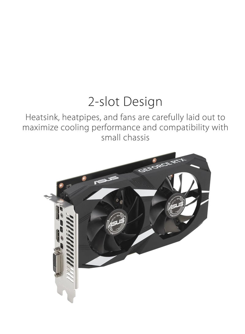 Dual NVIDIA GeForce RTX 3050 6GB OC Edition Gaming Graphics Card - PCIe 4.0, 6GB GDDR6 Memory, HDMI 2.1, DisplayPort 1.4a, 2-Slot Design, Axial-tech Fan Design, 0dB Technology, Steel Bracket