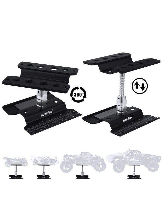 Rc Car Work Stand Repair Workstation Aluminum 360 Degree Rotation Lift/Lower For 1/10 1/12 1/16 1/18 Truck Buggy On Road Touring Drift (Black)