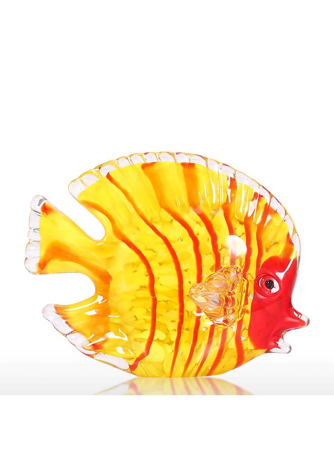 Fish Design Hand Blown Glass Art Yellow/Red 0.755kg