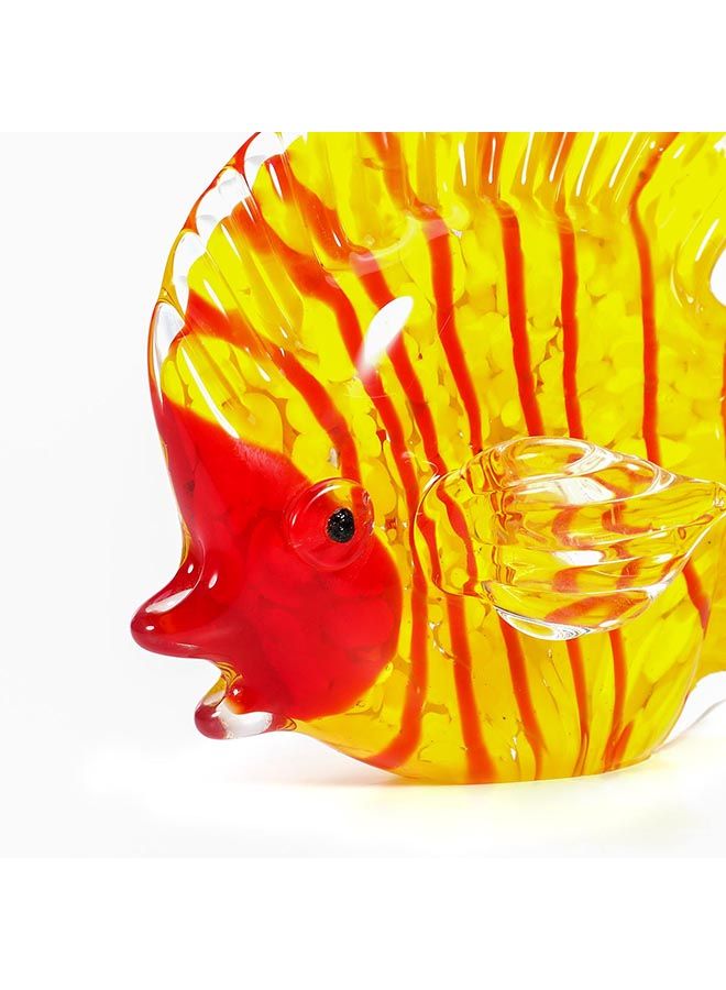 Fish Design Hand Blown Glass Art Yellow/Red 0.755kg