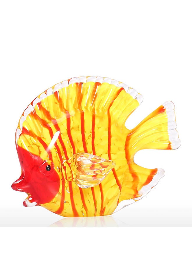 Fish Design Hand Blown Glass Art Yellow/Red 0.755kg