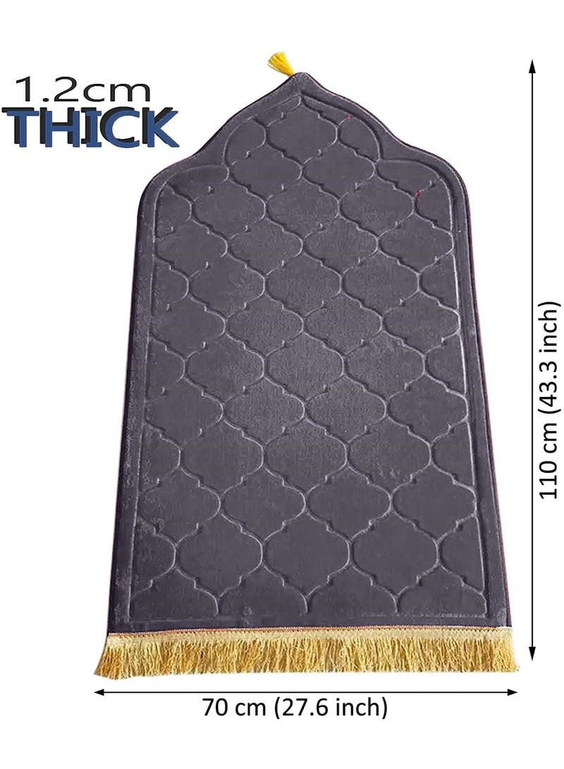 Pack of 2 Prayer Mats 70x110cm Anti-Slip Velvet Top Islamic Prayer Rugs for Gifting New Dome Design Thick Padded Sajadah Prayer Mat for Couples Men Women Eid Gift Ramadan Prayer Mat Maroon/Green