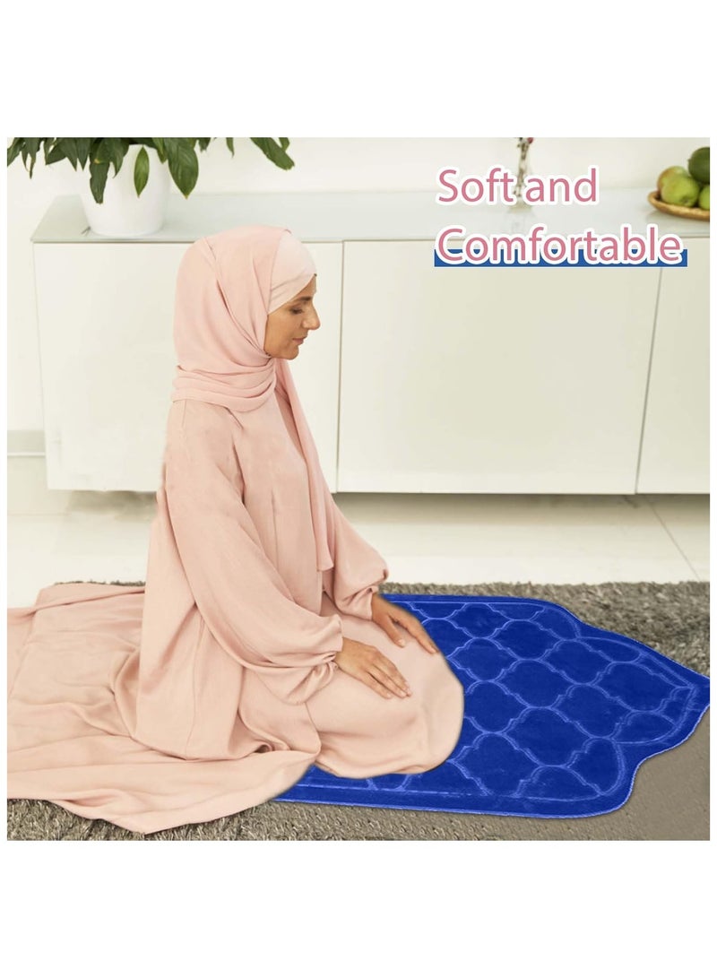 Pack of 2 Prayer Mats 70x110cm Anti-Slip Velvet Top Islamic Prayer Rugs for Gifting New Dome Design Thick Padded Sajadah Prayer Mat for Couples Men Women Eid Gift Ramadan Prayer Mat Black/Light Brown