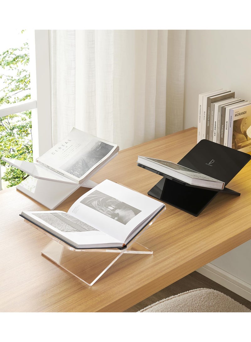 Transparent Clear Acrylic Book Holder 2 Piece Reading Stand for Open and Closed Books, Magazines, Textbooks 15.2 cm x 27.9 cm x 15.2 cm