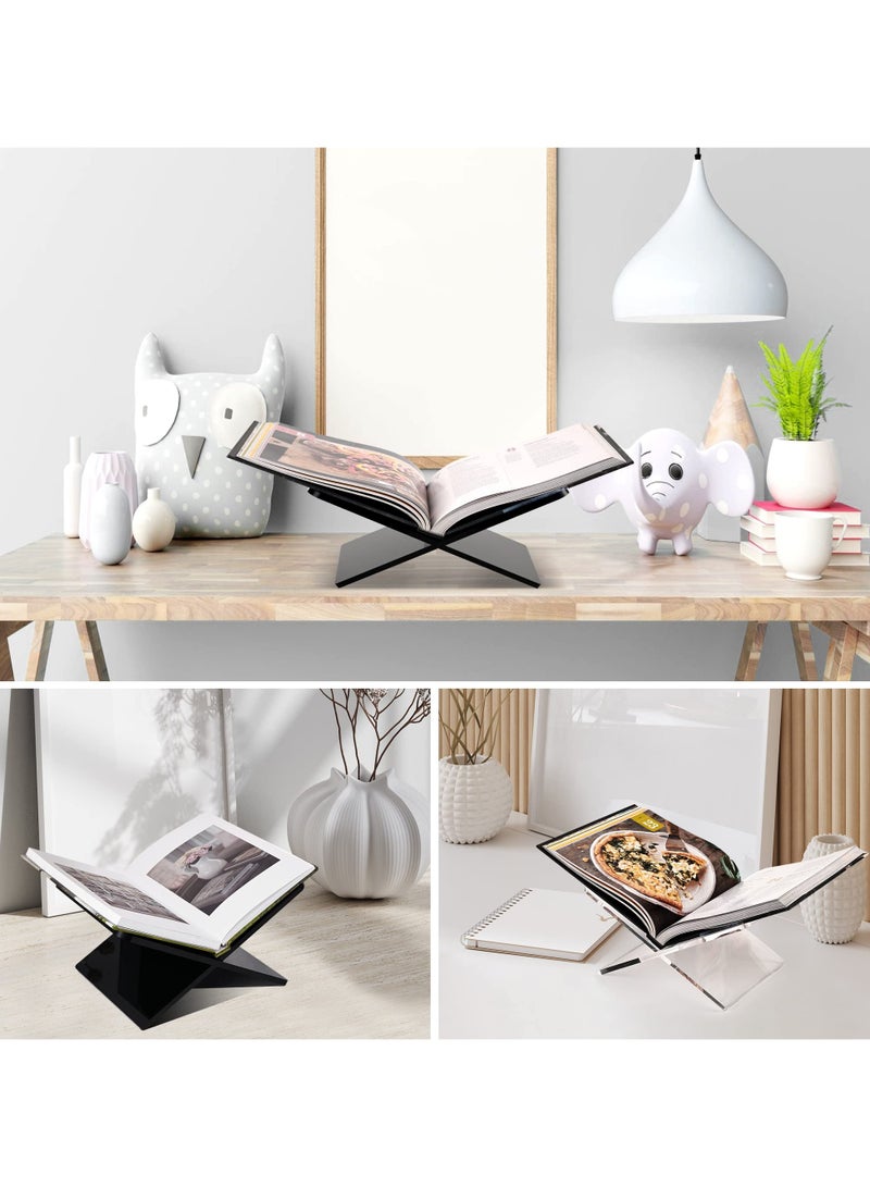 Transparent Clear Acrylic Book Holder 2 Piece Reading Stand for Open and Closed Books, Magazines, Textbooks 15.2 cm x 27.9 cm x 15.2 cm