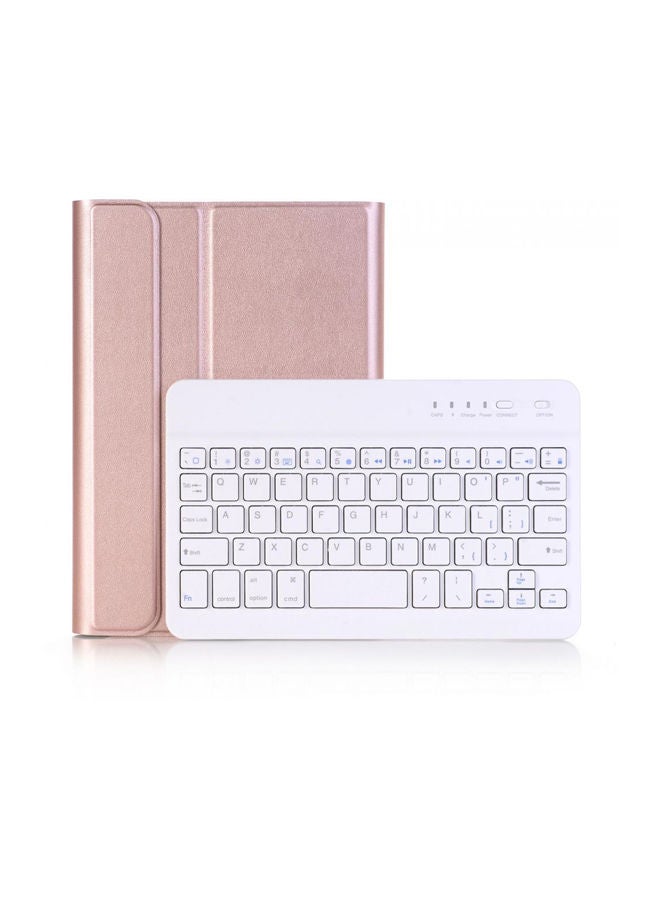 Wireless Keyboard With Case For Apple iPad Mini 4 Rose Gold/White