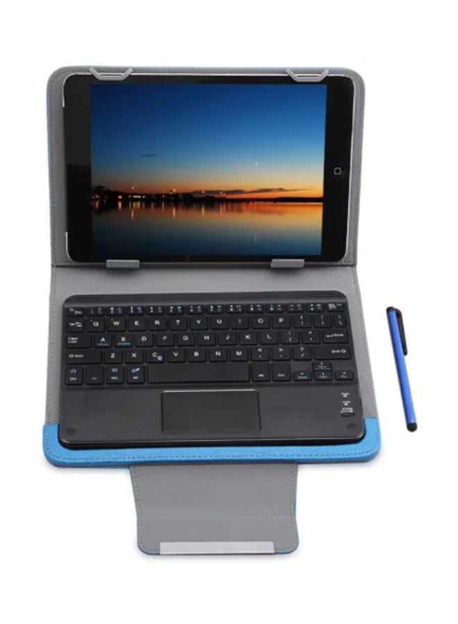 3 In 1 Keyboard, Case Cover And Stylus Pen For 9/10-Inch Tablet Blue/White
