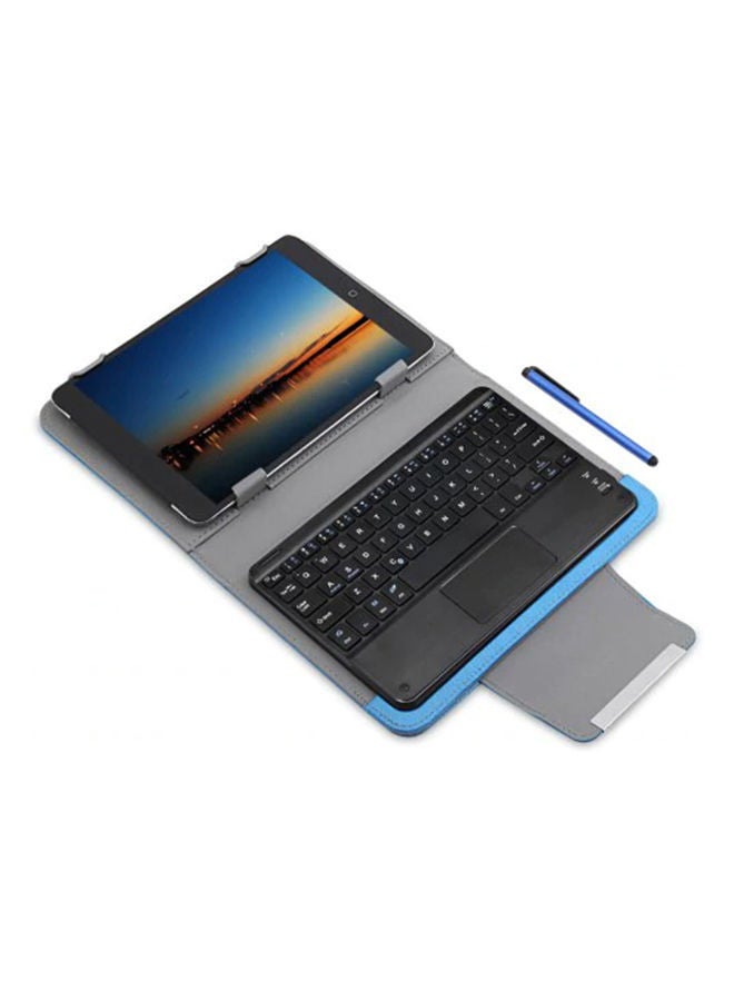 3 In 1 Keyboard, Case Cover And Stylus Pen For 9/10-Inch Tablet Blue/White