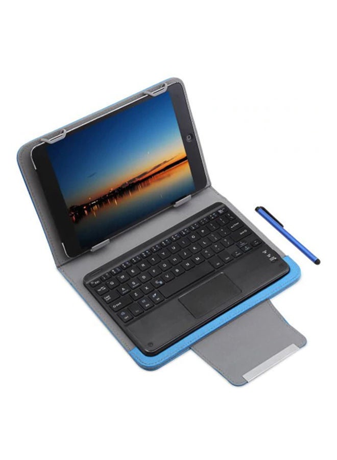 3 In 1 Keyboard, Case Cover And Stylus Pen For 9/10-Inch Tablet Blue/White