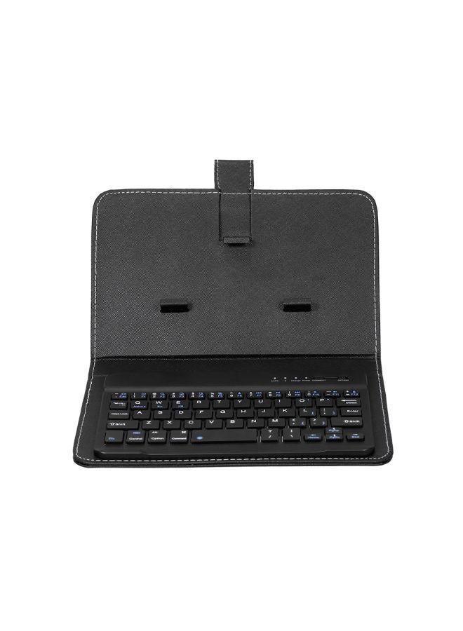Portable PU Leather Wireless Keyboard With Protective Case Cover Black