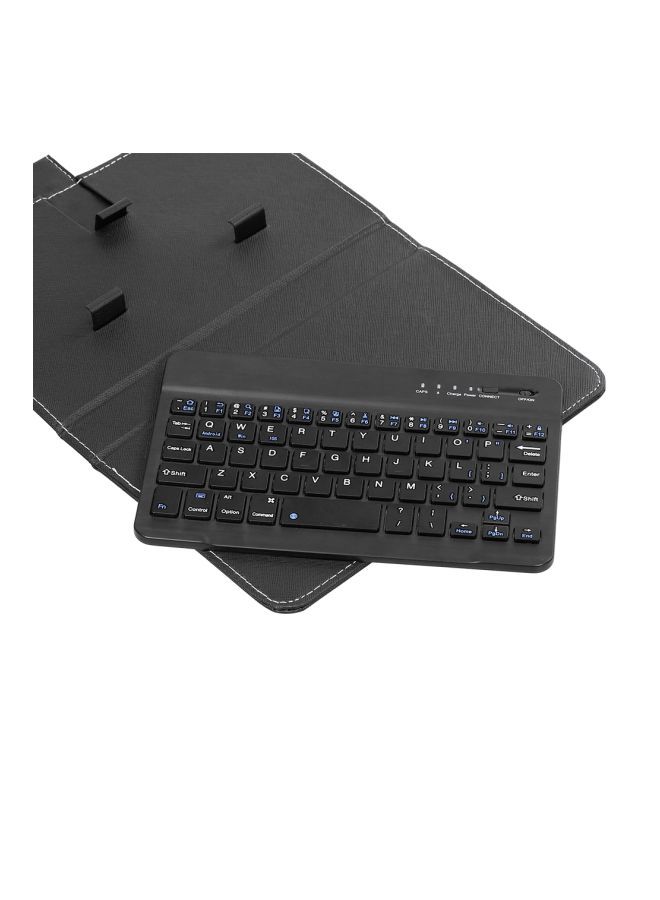 Portable PU Leather Wireless Keyboard With Protective Case Cover Black