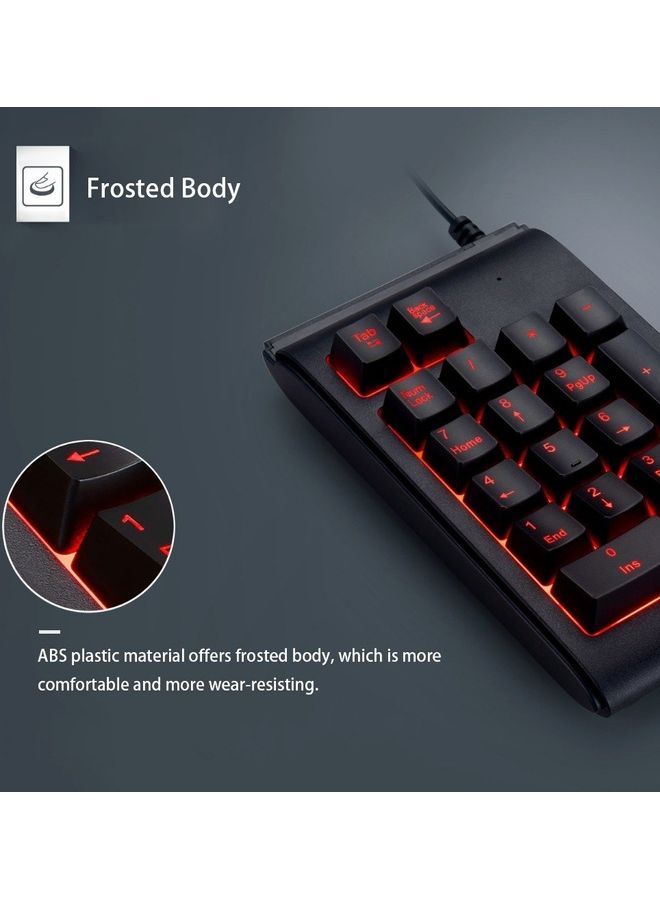 USB Wired 19 Keys Mechanical Mini Numeric Keypad Black