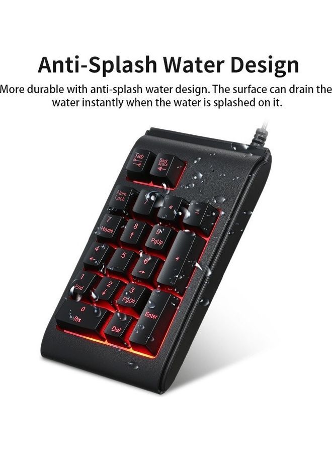 USB Wired 19 Keys Mechanical Mini Numeric Keypad Black