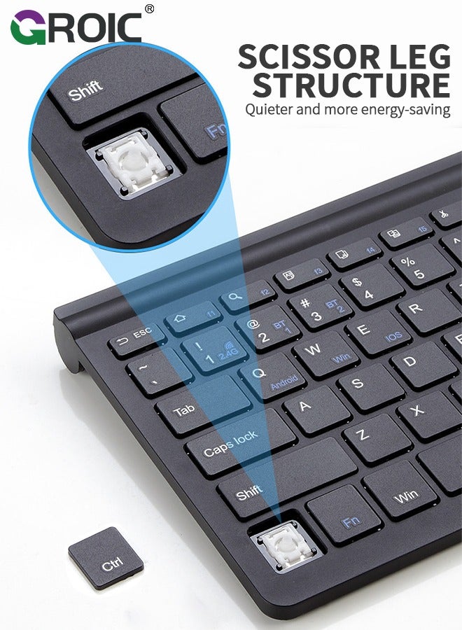 Black Mouse Keyboard Kit, Fully Slim Waterproof Back Design, Mute Button and Stand Design, with USB Plug and Play, for PC/Laptop, for Game, Home, Office