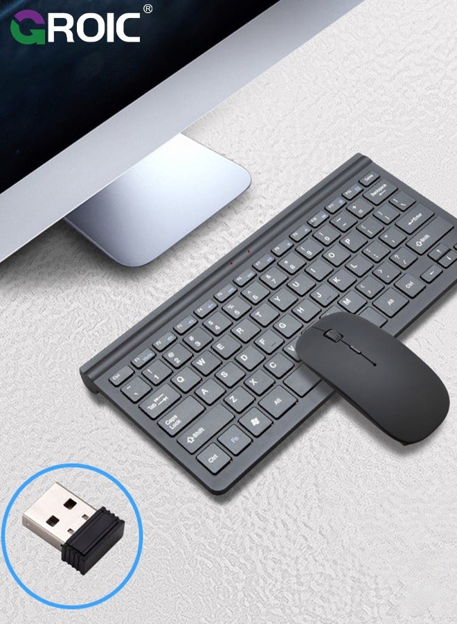 Black Mouse Keyboard Kit, Fully Slim Waterproof Back Design, Mute Button and Stand Design, with USB Plug and Play, for PC/Laptop, for Game, Home, Office