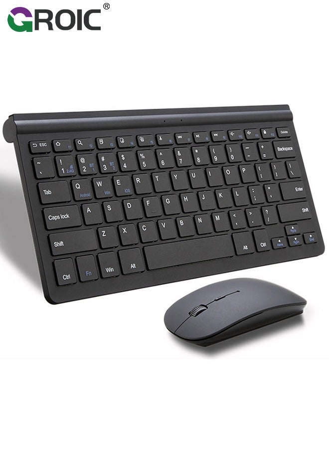 Black Mouse Keyboard Kit, Fully Slim Waterproof Back Design, Mute Button and Stand Design, with USB Plug and Play, for PC/Laptop, for Game, Home, Office