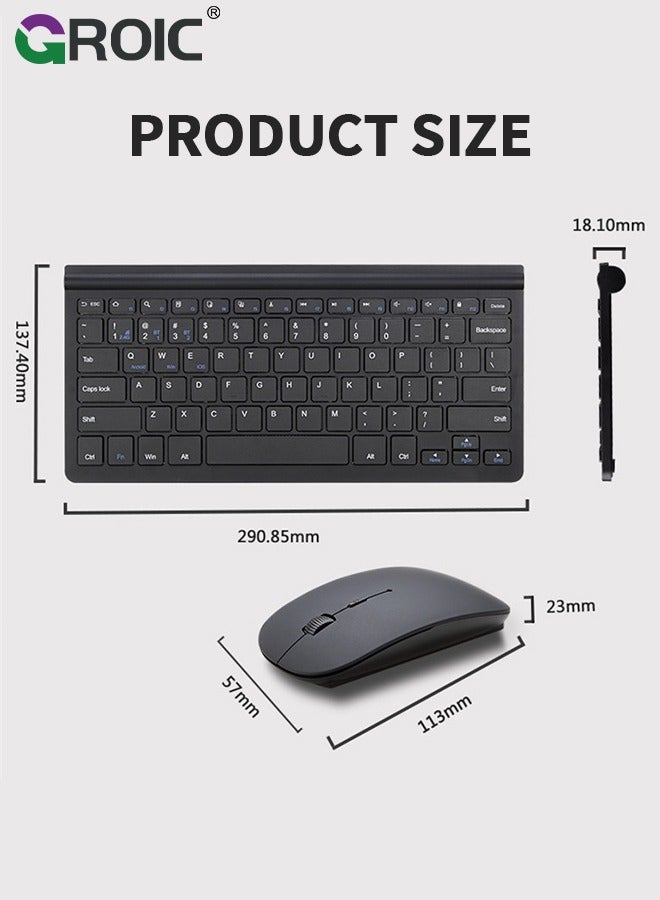 Black Mouse Keyboard Kit, Fully Slim Waterproof Back Design, Mute Button and Stand Design, with USB Plug and Play, for PC/Laptop, for Game, Home, Office