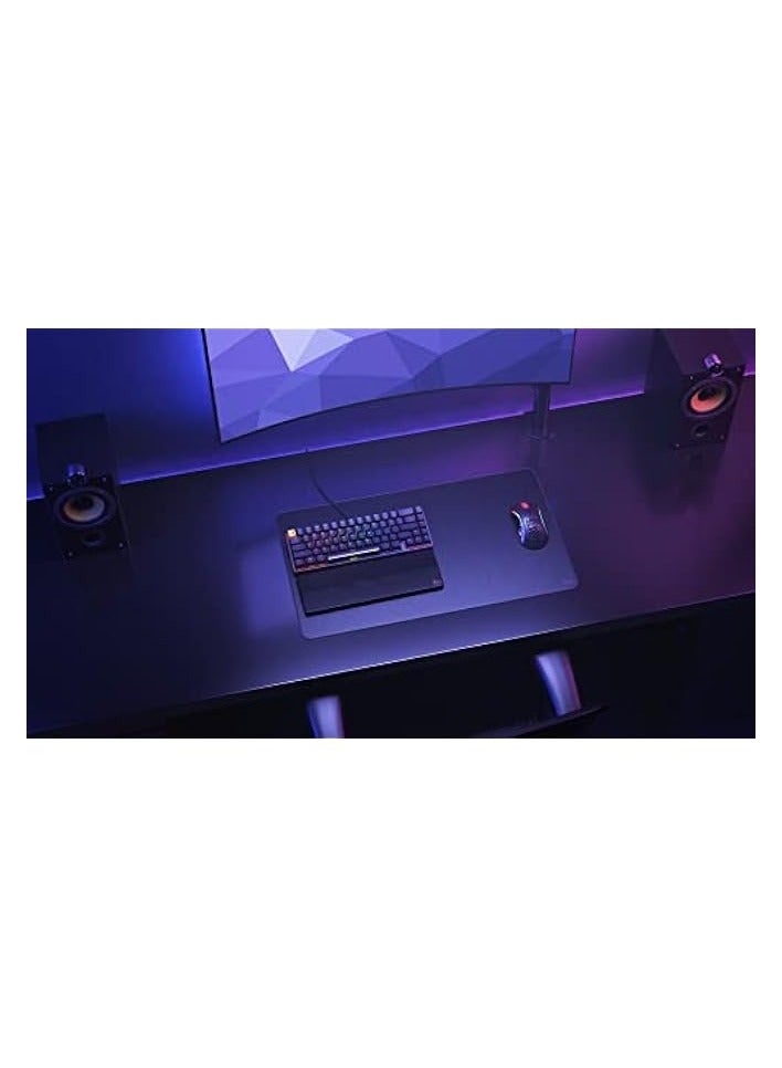 XL Extended Gaming Mouse Mat/Pad - Stealth Edition - Large, Wide (XL) Black Cloth Mousepad, Stitched Edges | 14