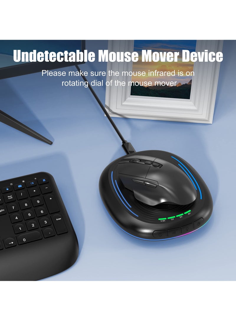 Mouse Jiggler Undetectable Mouse Mover Device with Timer, ON/Off Switch, RGB Breathing Light Mouse Wiggler for Prevent Computer Laptop Screen Sleep (Black)