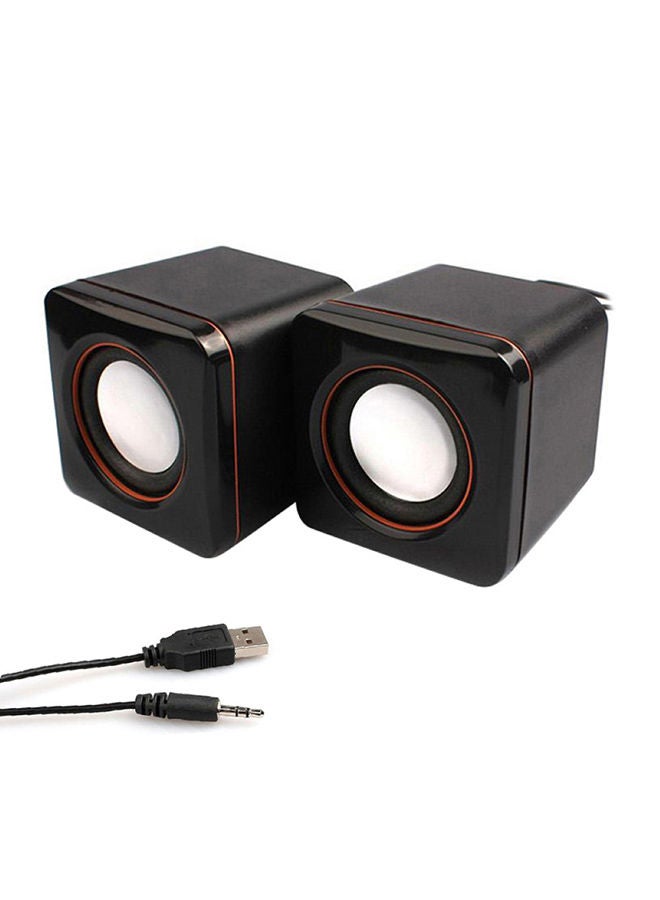 Mini Portable Audio Jack Stereo Speaker Black