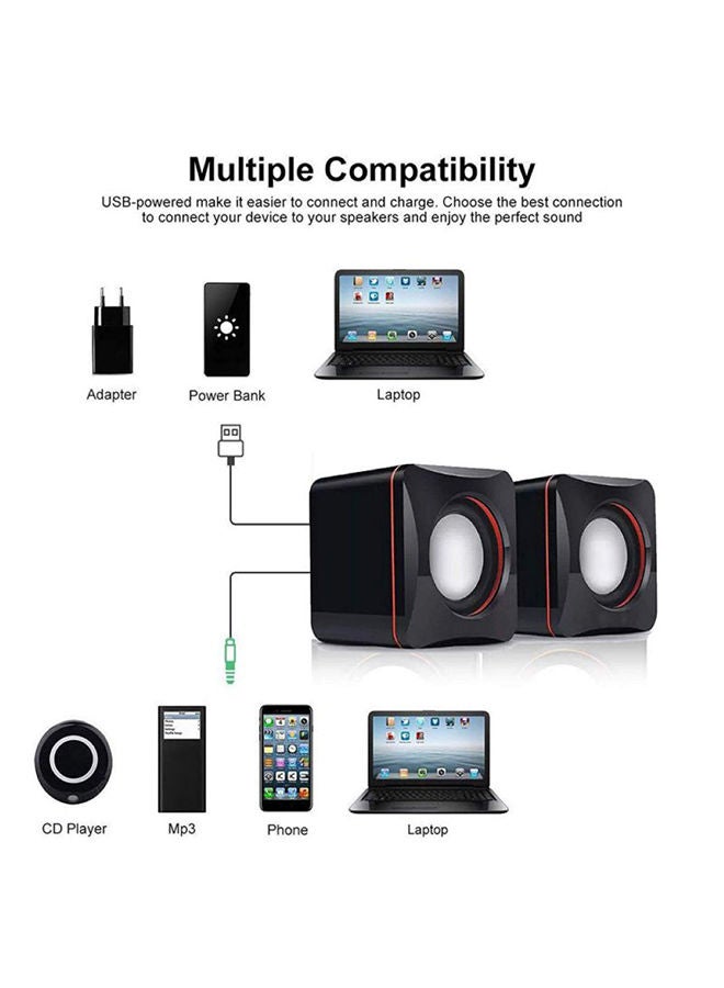 Mini Portable Audio Jack Stereo Speaker Black