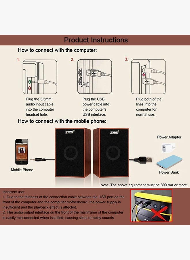 Bass Stereo Wooden Combination Speaker Brown/Black