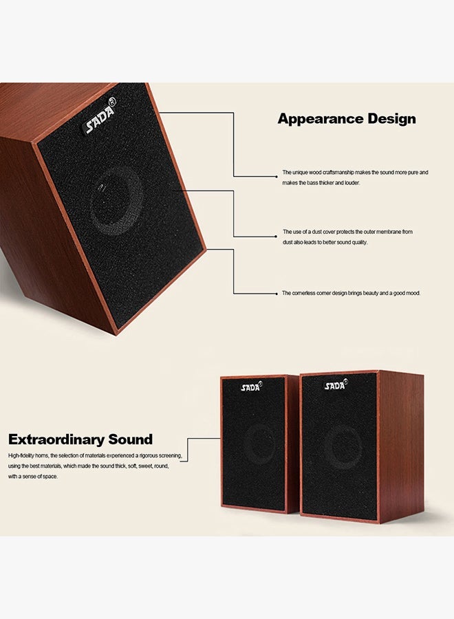 Bass Stereo Wooden Combination Speaker Brown/Black